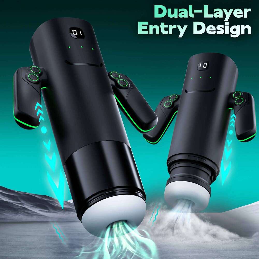 3 IN 1 Automatic Sucking Masturbation Cup with Handle Double layer telescopic Male Stroker Pocket Pussy Adult Toy for Men W260305