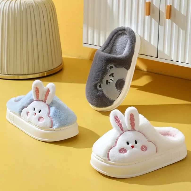 Slippers Women Warm Winter Rabbit bunny teddy Bear Kawaii Plush Contton Indoor Fuzzy Men Male Female Soft Home House Floor Shoe S260305