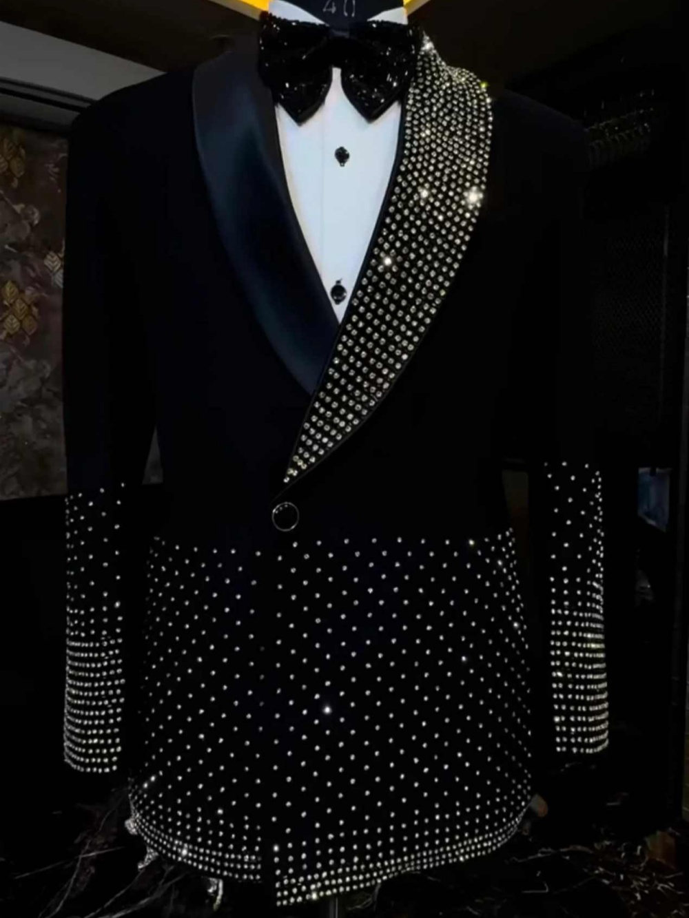 Exquisite Wedding Tuxedos Handmade Beaded 1 Piece Set Jacket Men Suit Luxurious Shawl Lapel Groom Business Blazers Customized