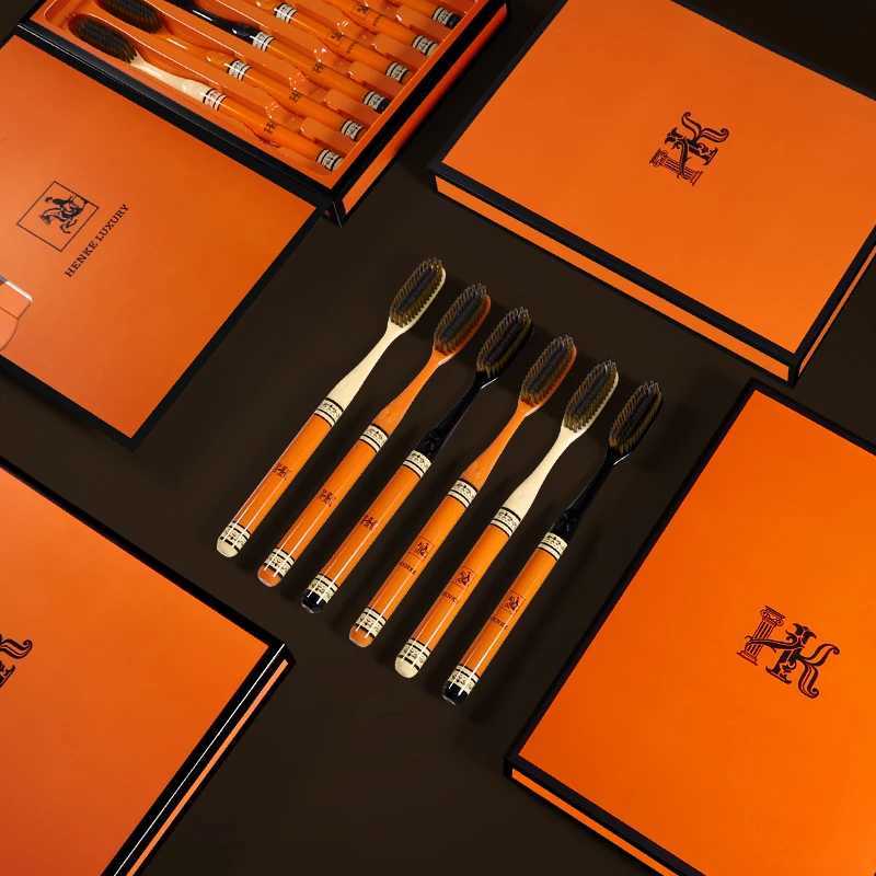 6-Pack Adult Soft Bristle Toothbrushes Extended Head Efficient Cleaning Gift Box Set for Home Daily Use.T260306