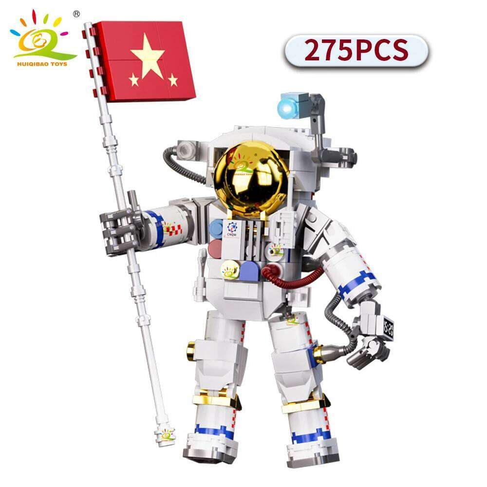 HUIQIBAO MOC Space Astronaut Figures Building Block Model Aerospace Man DIY Ornament Bricks Toy For Children Kids Z260306