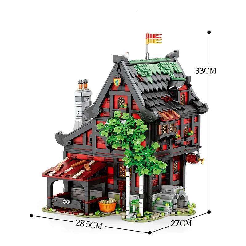 3214PCS Crusader Blocks European Street View Hotel Building MOC Model Bricks Desktop Ornaments Kids Toys Gifts Z260306