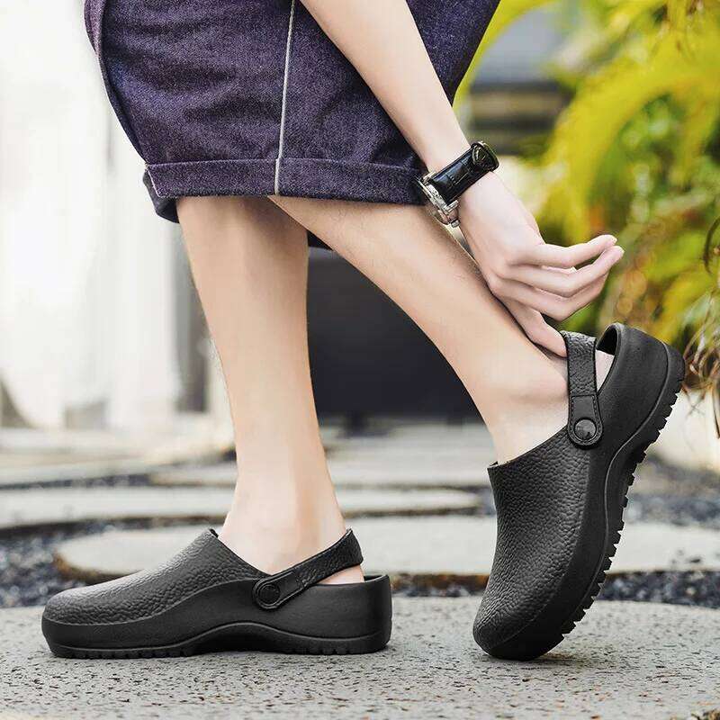 Litfun Summer Clogs Slippers For Men New Waterproof Oil-proof Kitchen Chef Outdoor Antiskid Garden Shoes EVA Beach Sandals