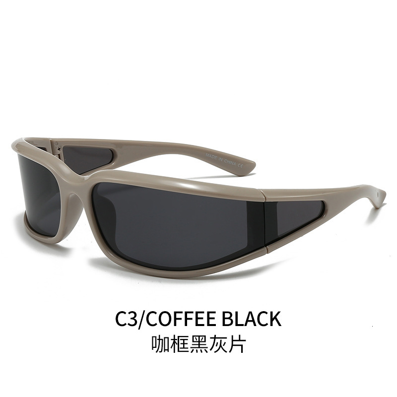 Y2K Outdoor Sports Polarized Sunglasses for Women, Ski Punk Curved UV-Protective Cycling Goggles