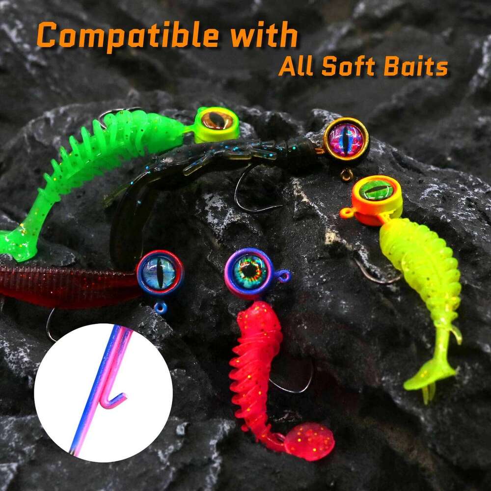 FishTrip Crappie Heads Hook 1PCS Swimbait Jig Head 3D Eyes Fishing Hooks with Wire Keeper Lures for Panfish Bass Saltwater S260305