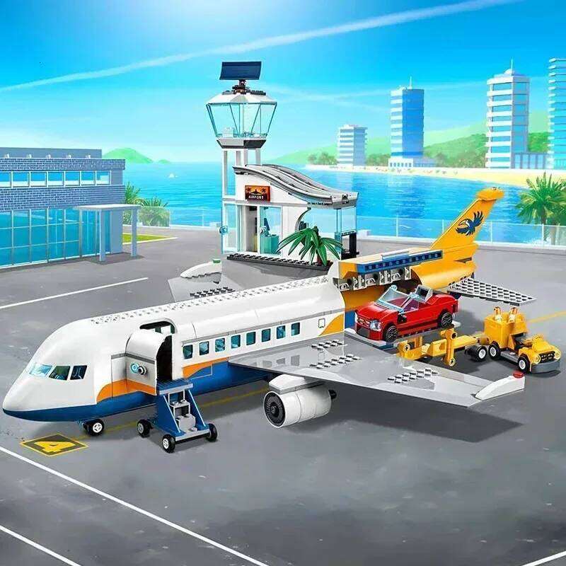 City Airport Aircraft Model Bricks Plane Building Blocks Educational Toys for Children Gift Z260306