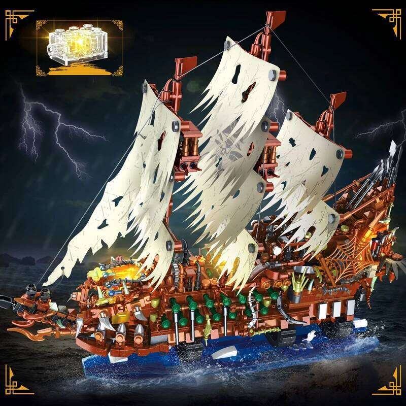 2159PCS MOC Man Flying Dutchman Dutch Shipbuilder Building Block Creative Movie Caribbean Ship Model Bricks Toys Gift for Kid Z260306