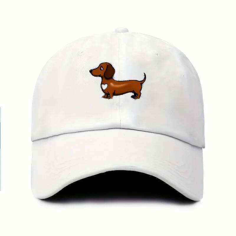 Cute Sausage Dog Pattern Printed Baseball Hat with Adjustable Snap Button Lightweight Valentine's Day Gift Y260304