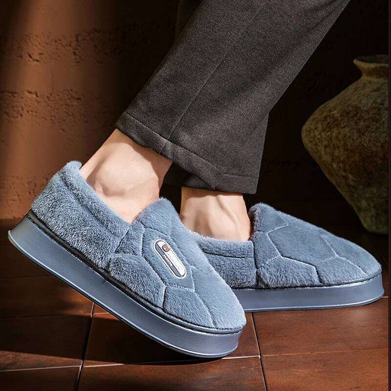 Men's Winter Cotton Women Fur Fluffy House Slippers Comfy Soft Indoor Plush Shoes Couple Warm Bedroom Fuzzy Slides