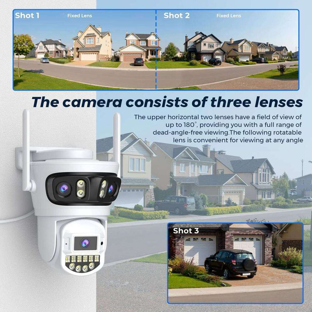 BESDER 15MP Wifi IP Camera PTZ 10MP Three Screen 180 Wide Angle Outdoor Auto Tracking 8MP CCTV Security Protection O-Kam Pro 26W0306