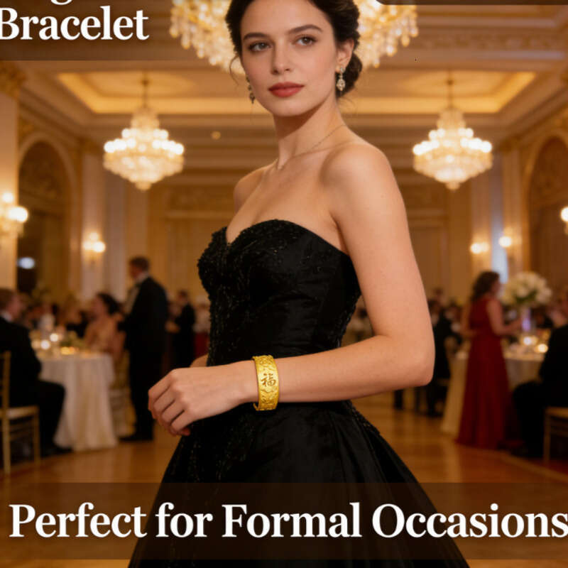 Women's Jewelry 10mm Wide Adjustable Push-Pull Bracelet Traditional Bangle Chinese Style Luxury Gift