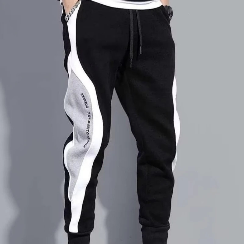 Men Black Pants Hip Hop Drawstring Jogger Fashion Comfortable Trousers Male Casual Sweatpants Loose Elastic Waist Sportswear 260304