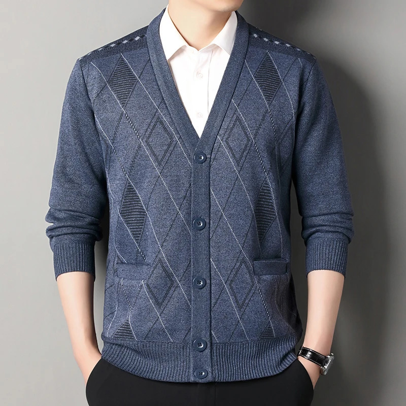 Mens Casual Cardigan Jacket V-neck Sweater Mens Autumn Winter Clothes Button Knit Cardigans Mens Knitting Sweaters Outwear 260306