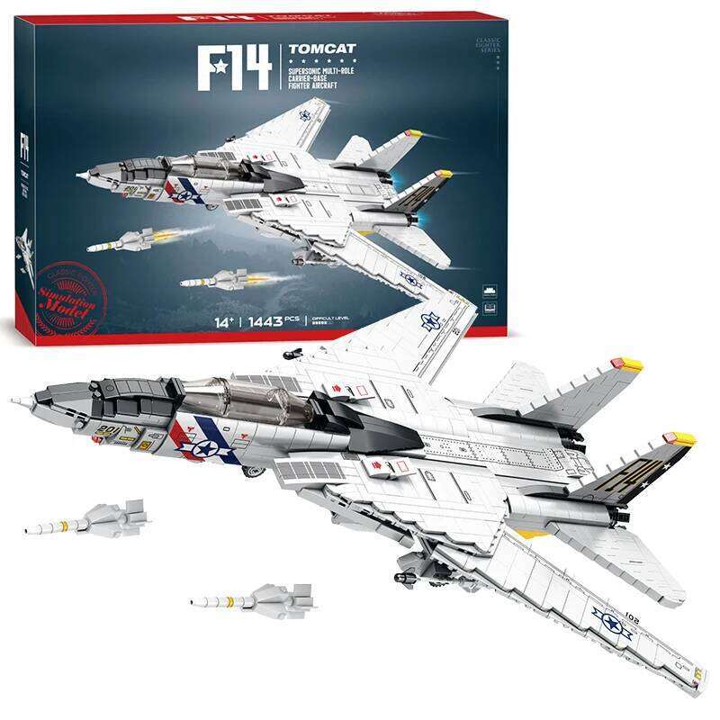 1443PCS Military Tomcat F14 Aircraft Building Blocks MOC Carrier-Base Fighter Model Bricks Set Holiday Gifts Kids Toys Z260305