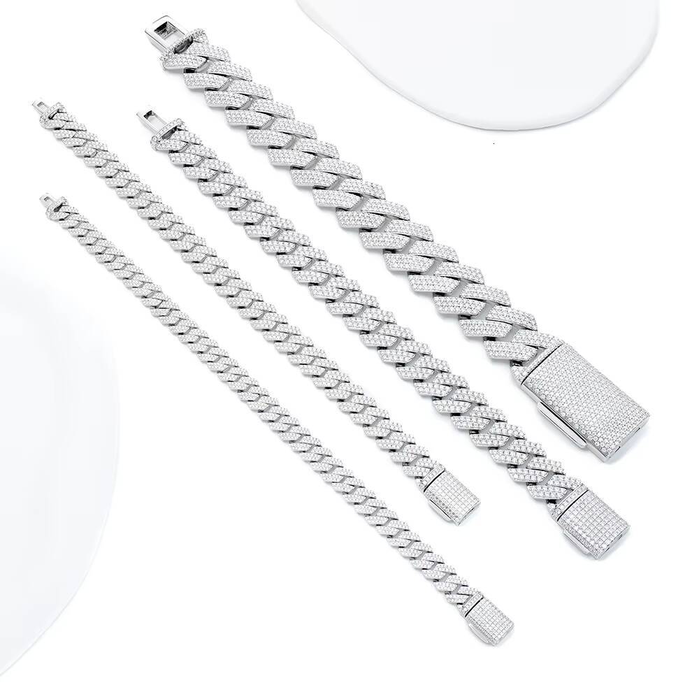 Wholesale 8mm Trendy Hip Hop Sterling Silver for Men Women Moissanite Bracelet Bangle