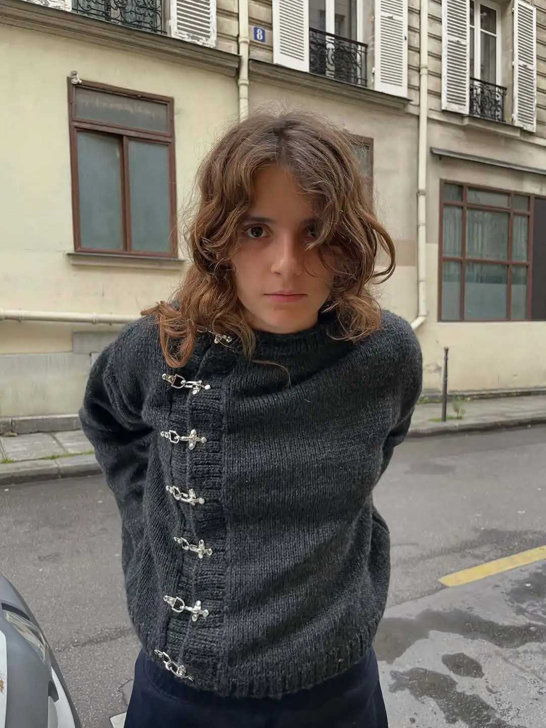 2025 European and American new autumn and winter button cardigan sweater warm casual and slimming womens knitted sweater emo M260306