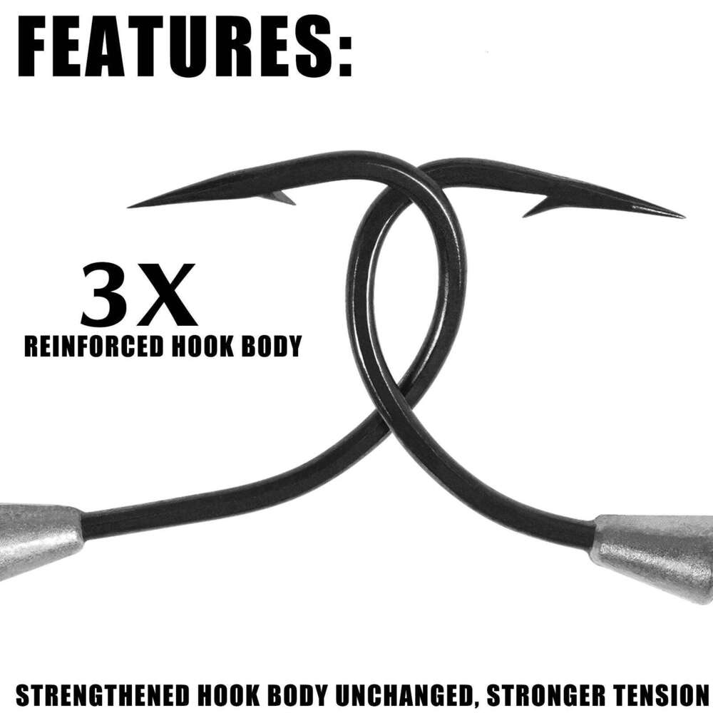 5pcs Fishing Weighted Worm Soft Plastics Lures, Jig Head Hooks, Barbed Crank Hooks For Freshwater Saltwate S260305