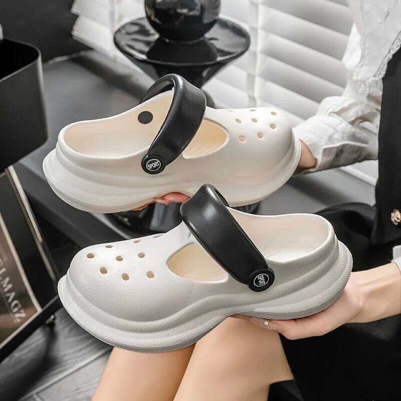 2025 Summer Women's Thick-Soled Non-Slip Breathable Toe-Cap Casual Beach Slippers Comfortable Sandals