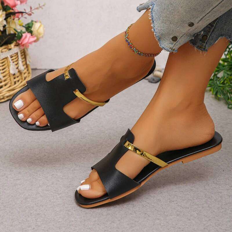 Summer 2025 Women's New Casual Simple Cool Dragging Outdoor Non slip and Wear resistant Flat Shoes