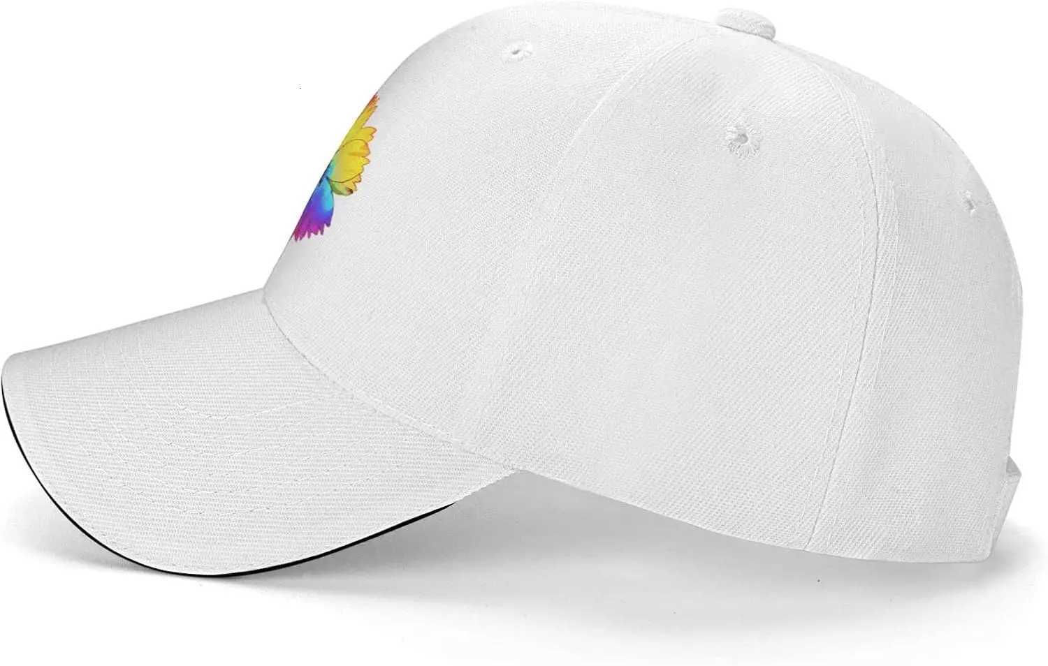 Rainbow Tie Dye Flower Baseball Cap Pride LGBTQ Ally Gift Polyester Snapback Hat Adult Casual Sun Protection S260306