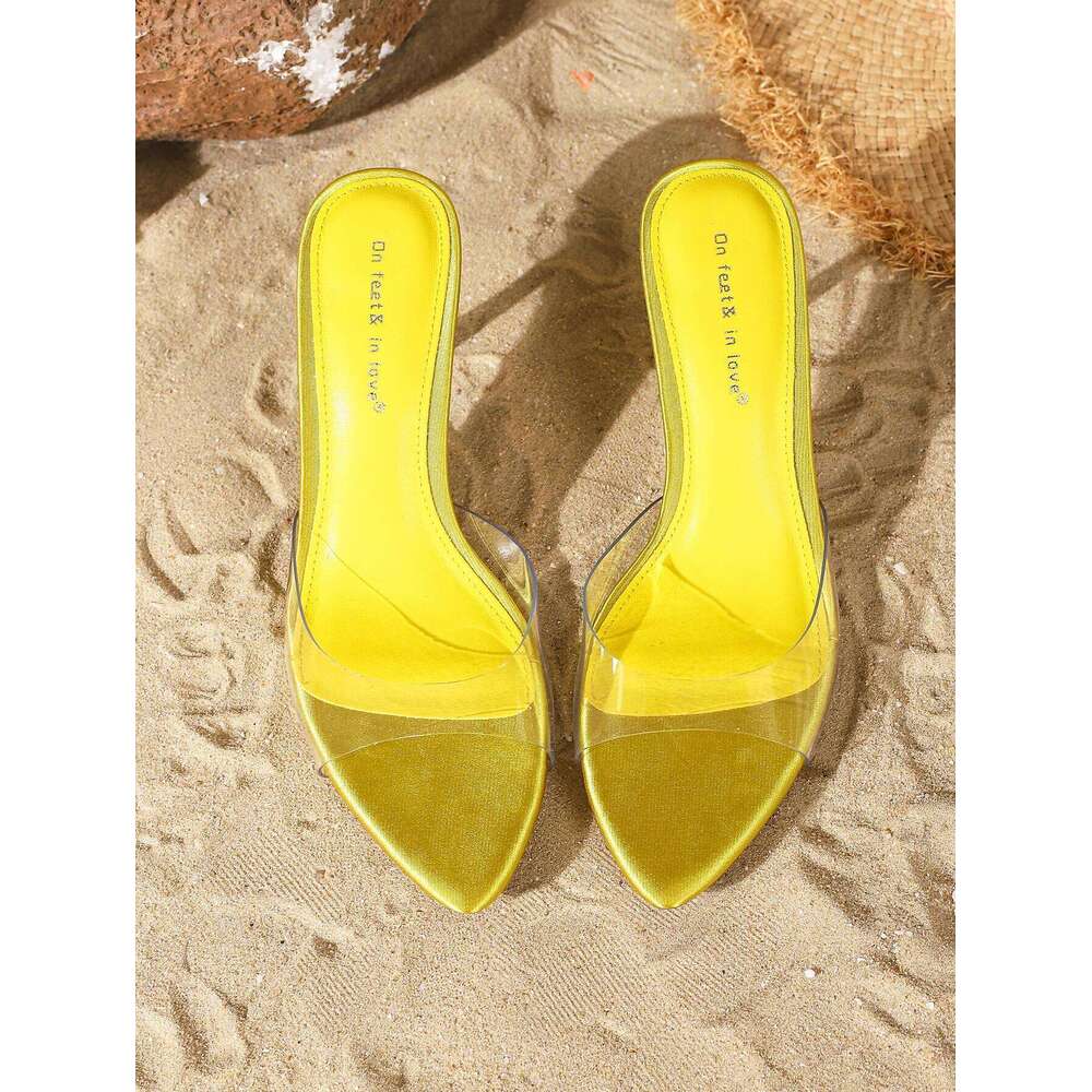 Women's fashionable, elegant, comfortable, simple and versatile high heels, peep-toebreathable slip-on stilettos.