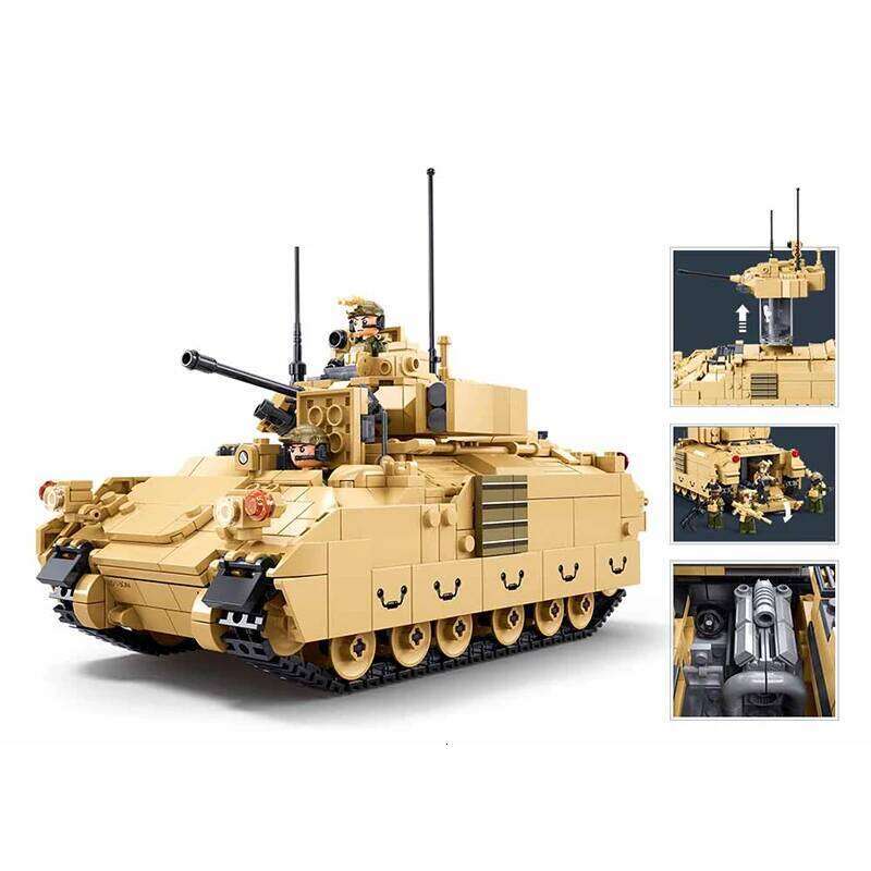 NEW Sluban M3A3S Infantry Armored Vehicle Abrams Tank Building Blocks Classic Military Games Red Alert Model WW2 Bricks Toy Gift Z260306