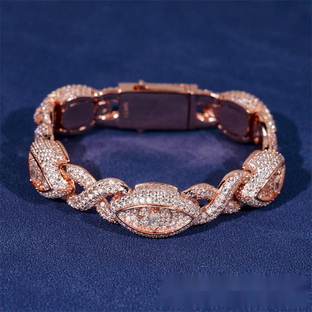 Infinity Eye Cuban Bracelet 925 Silver Inlaid with VVS Moissanite Mens Unique Popular Jewelry