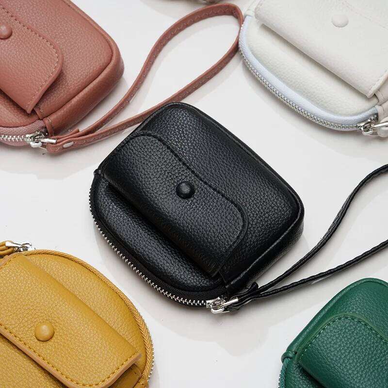 2024 New Women's Cute Coin Purse Short Solid Color Simple Button Decoration Fashion Wallet Bright Wrist Bag Portable S C260304