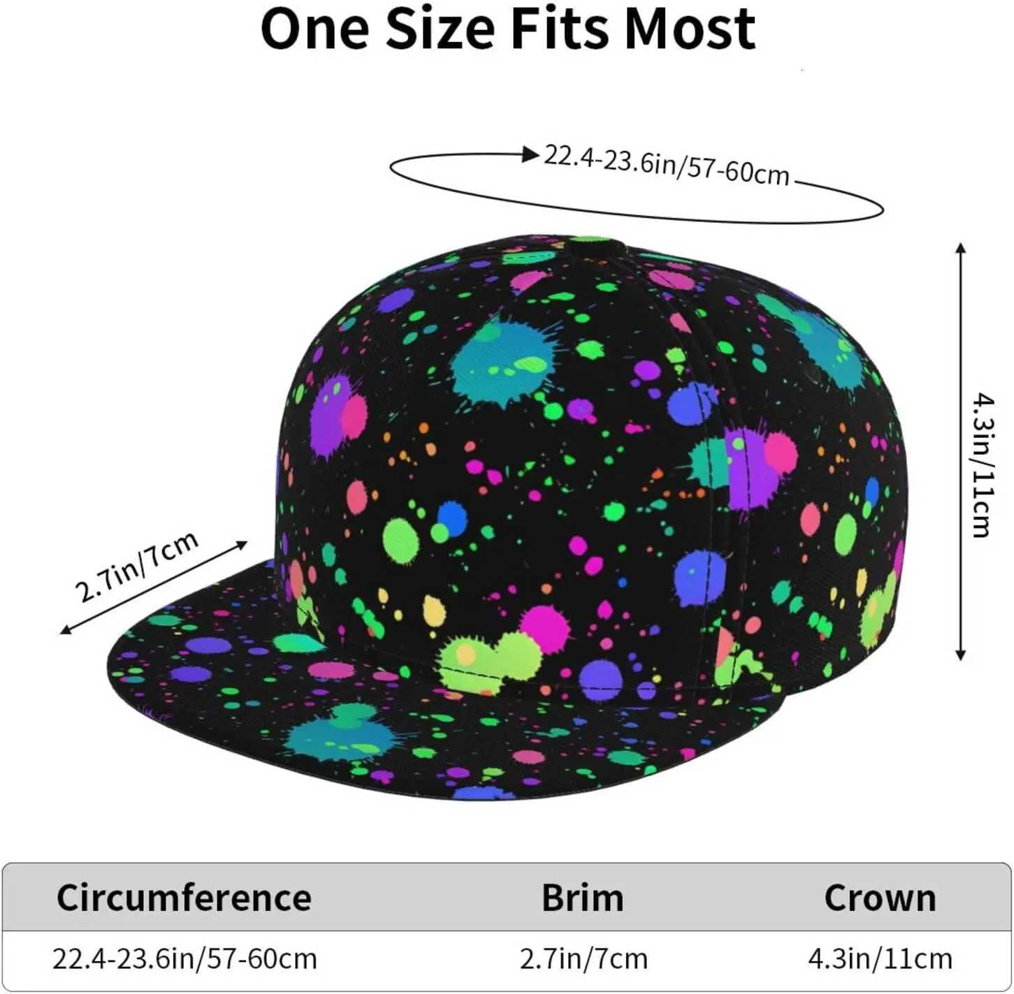 Splatter Neon Baseball Cap for Men Women Adjustable Trucker Hat Snapback Sun Dad Cap Lightweight Unisex for Summer Sport Travel S260306