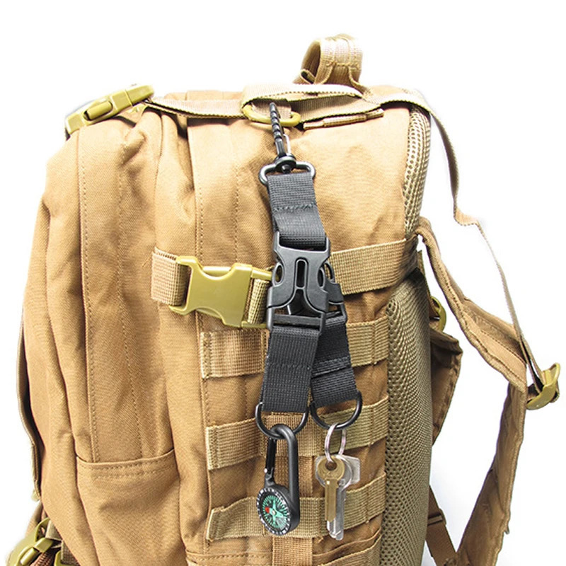 Tactical Nylon Webbing Backpack Hook Multifunctional Carabiner DShaped Keychain Doublesplit quick release hanging Buckle 260228