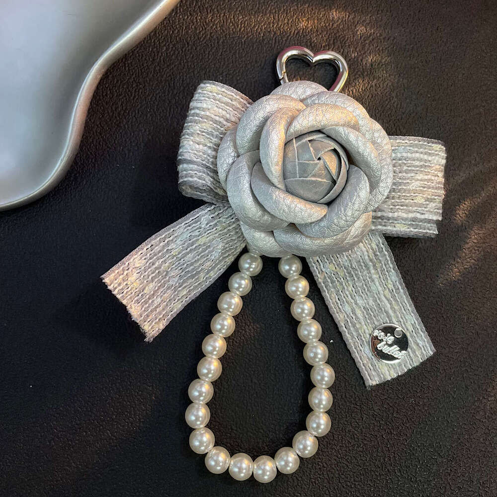 Sweet camellia pearl phone strap, bag and car key pendant, airpods earphone case accessory