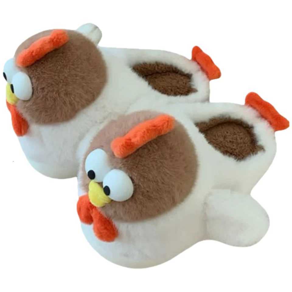 Cute Fluffy Chick Slippers Animal Comfortable Winter Womens Slippers Memory Foam Warm Mens Cotton Shoes House Indoor Outdoor S260305