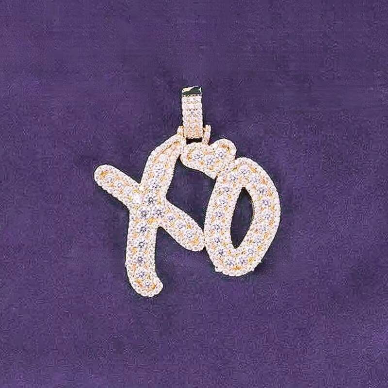 GRA Hip Hop Iced Out Bling 925 Sterling Silver Pass Diamond Tester VVS Moissanite Letter XO Cluster Pendant for Men Women