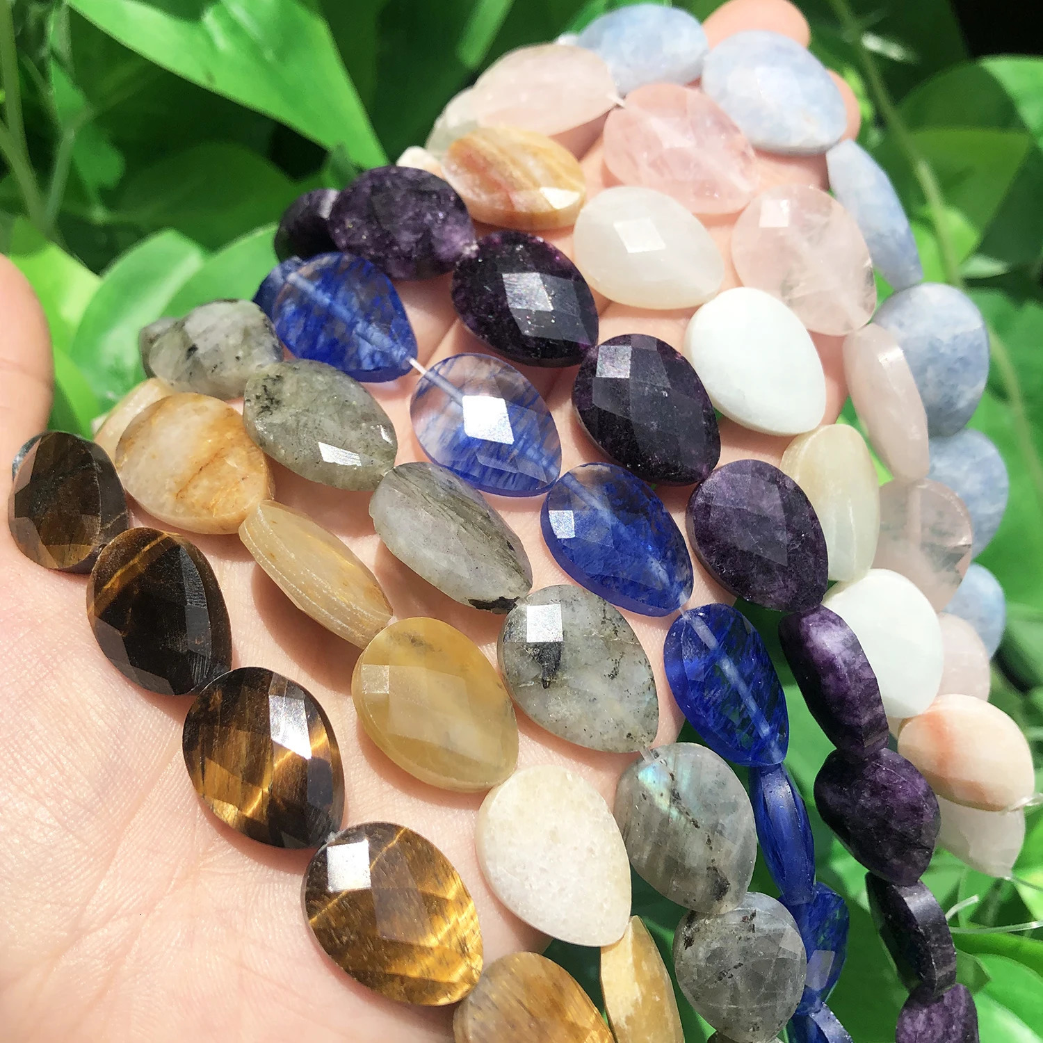 Natural Faceted Amethysts Labradorite Aventurine Tiger Eye Water Drop Shape Stone Beads DIY Charm For Jewelry Making Bracelet 260302
