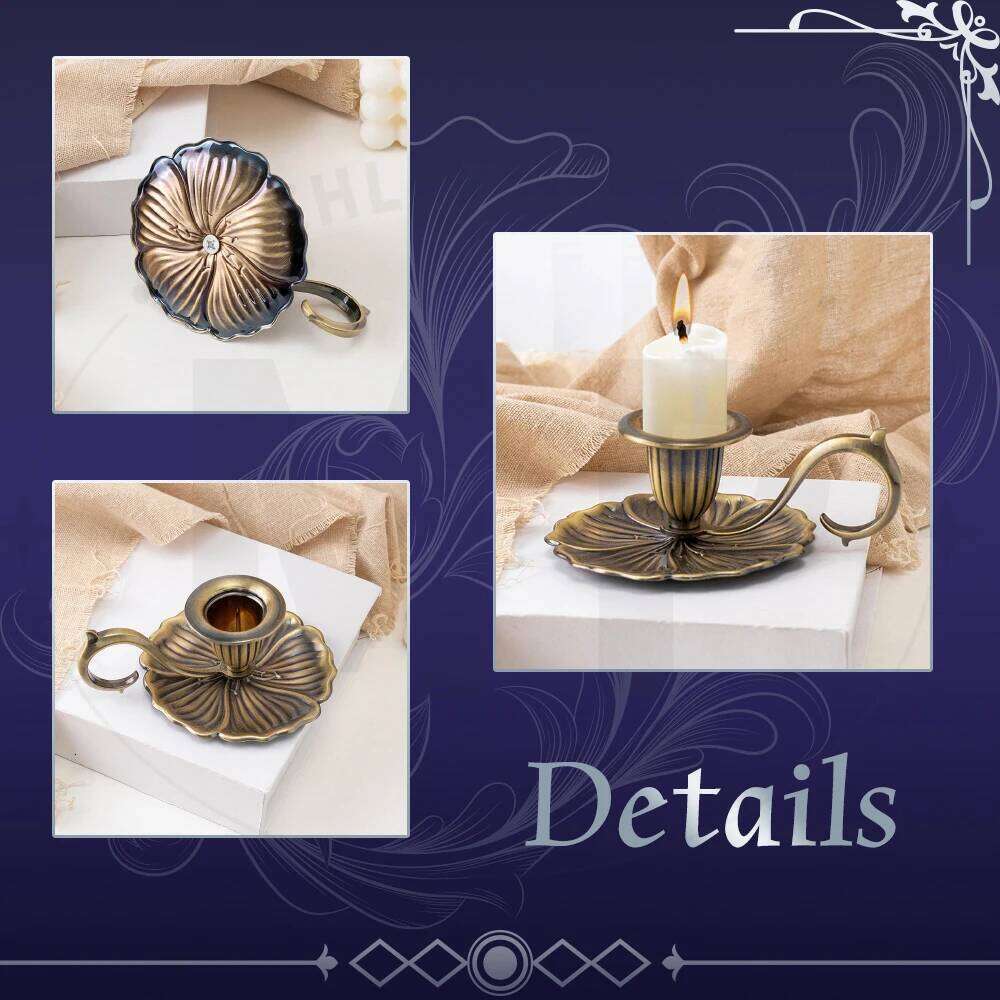 Nordic Candle Holder European Style Antique Candlestick Vintage Hand Held Candelabrum Zinc Alloy Retro Pricket XJ260305