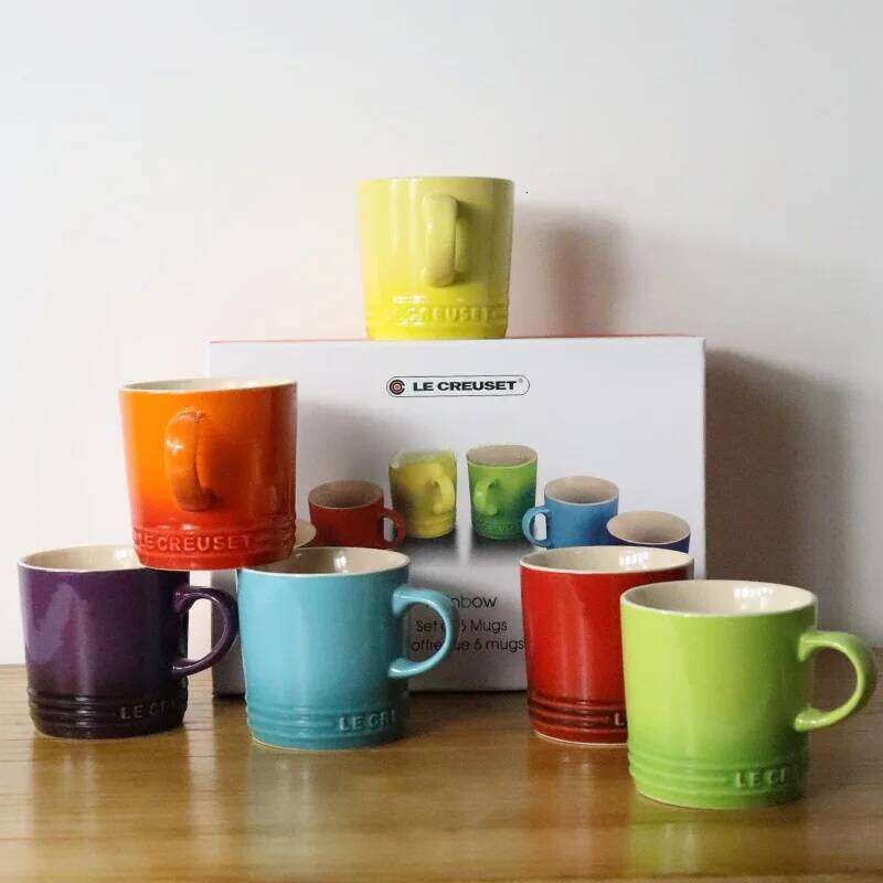 Cool Color Rainbow 6-Piece Set Gift Box Ice Cr Milk LE CREUSET Coffee Cup Cerc Material French Sle adient Pattern 26L0306