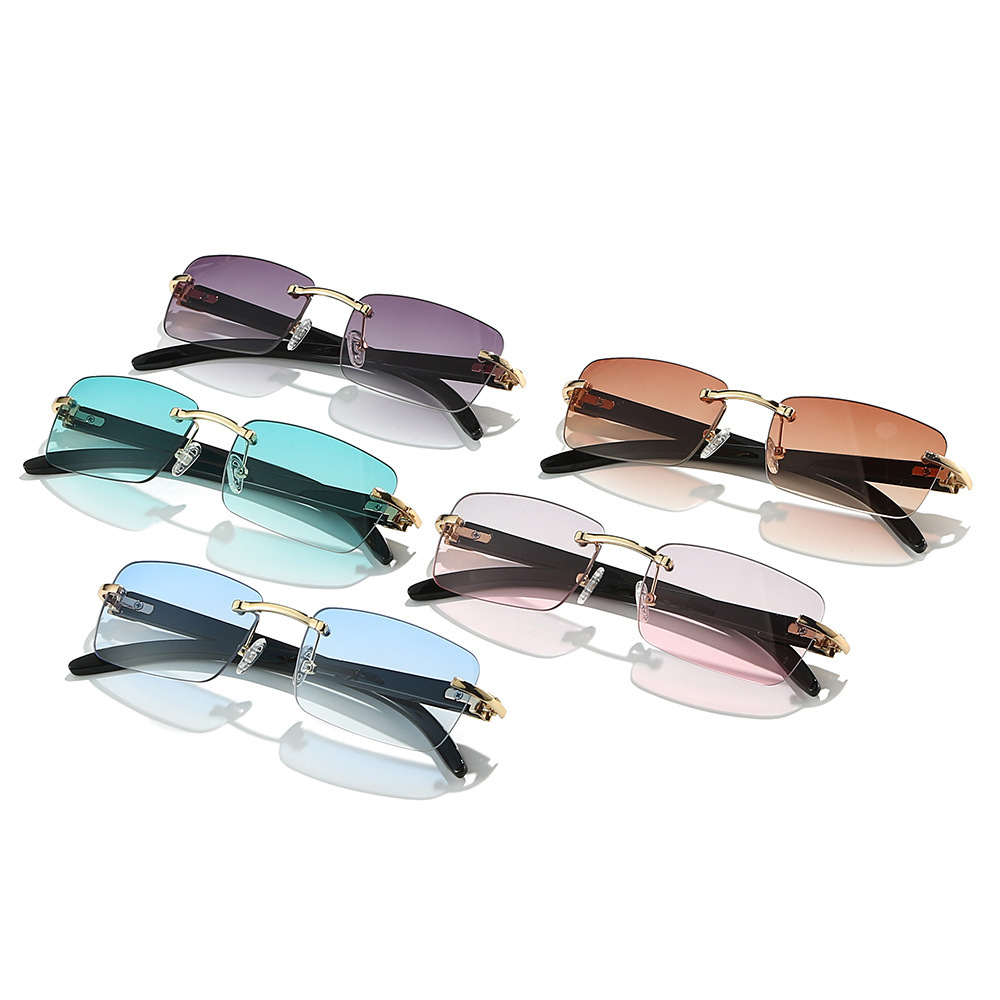 25 new frameless sunglasses for men women, trendy and unique square-frame sunglasses, UV protection, slimming, sunshade, simple design