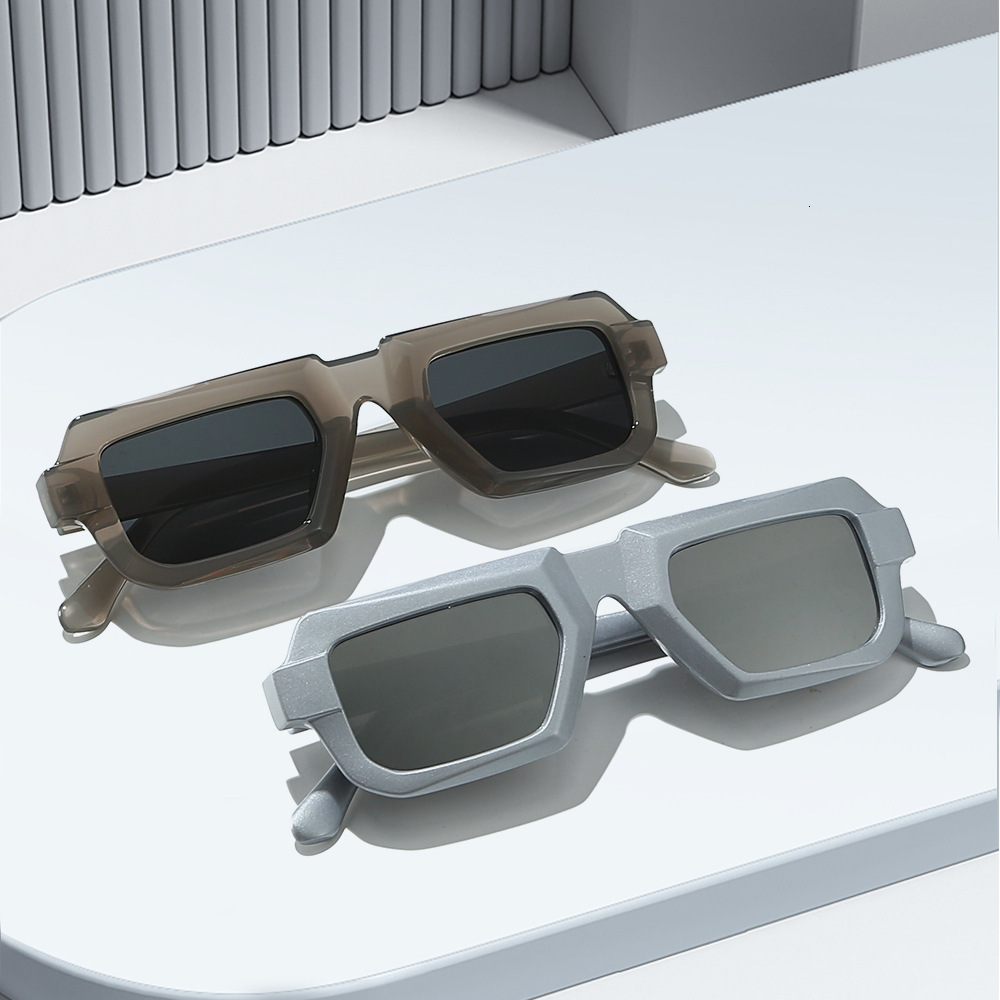25 new vintage square-frame sunglasses, UV protection, high-end feel, European and American style, unisex sun glasses with a futuristic look
