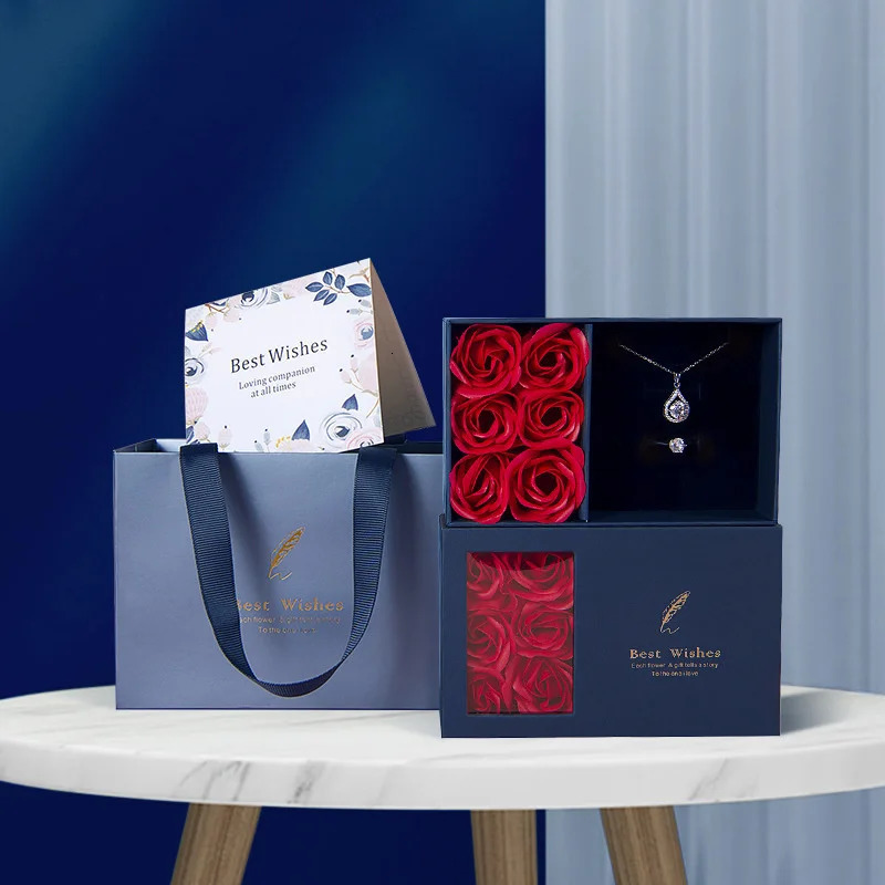 Necklace Earrings Jewelry Suit Four Leaf Clover Jewlery For Party Wedding Eternal Life Flower Gift Box 260304