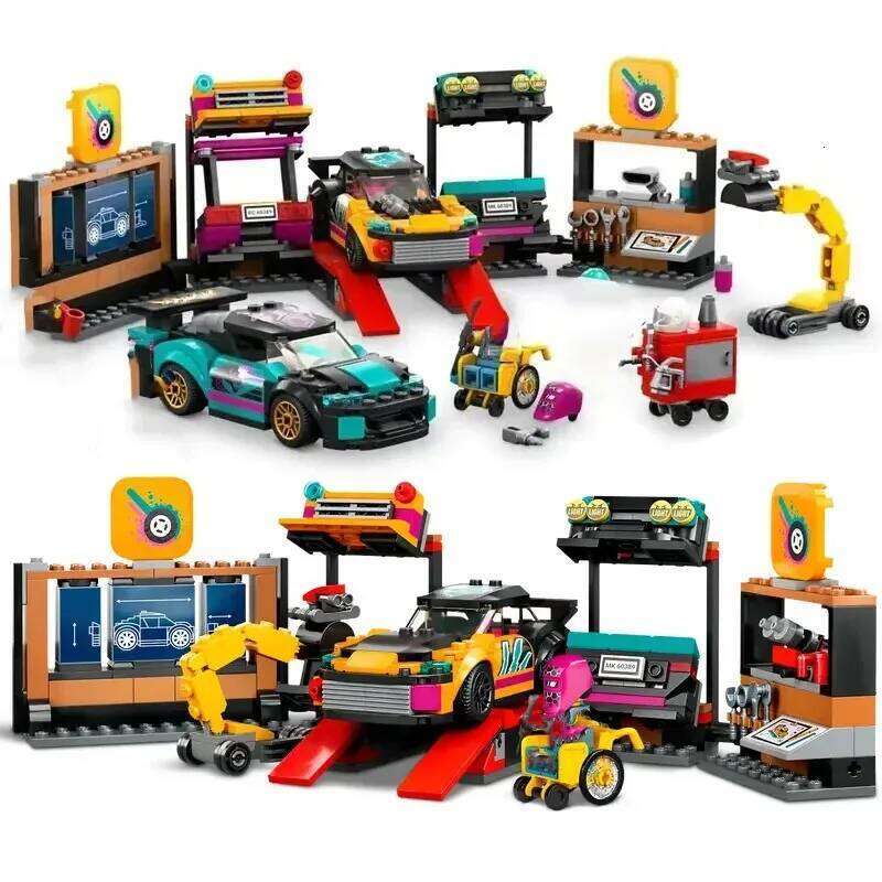 Compatible MOC Sets City Series Building Blocks 60389 Custom Garage Car Service Center Children's Gift Assembling Toys Z260306