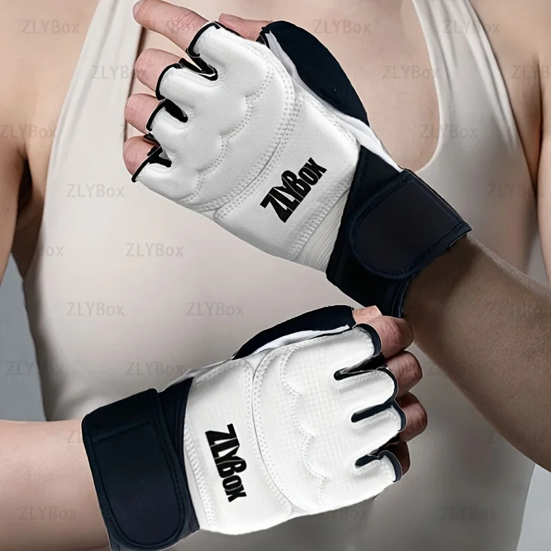1 Pair of Pu Boxing Gloves Mma Half Finger Sandbag Taekwondo Muay Thai Professional Training Equipment 260228