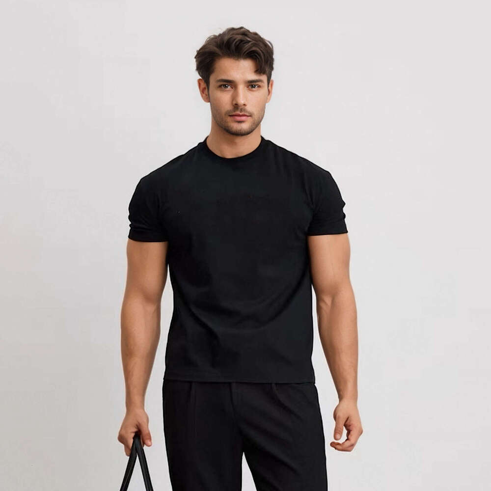 New versatile American-style breathable fitness with small collar and short sleeves, Sorona quick-dry cool-feel men's T-shirt