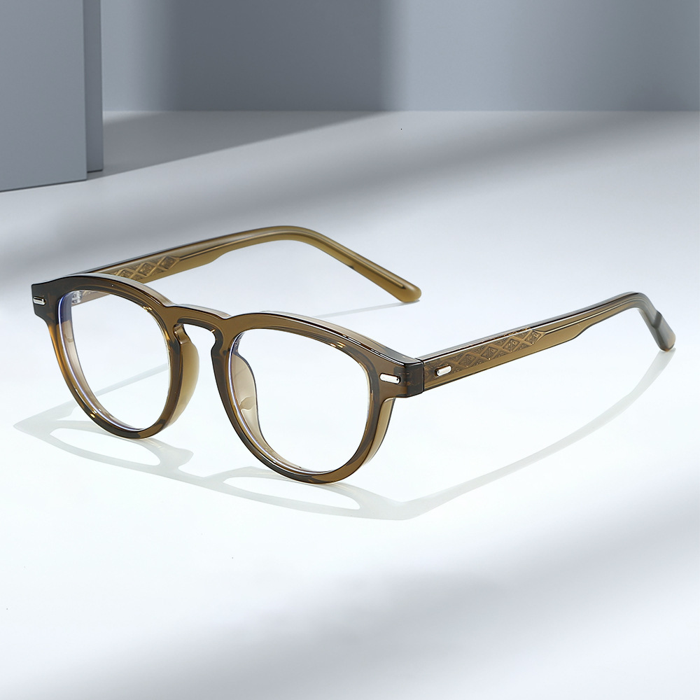 New 25 retro trendy round frame flat TR90 pin anti-blue light student pseudo-no-makeup glasses for men and women