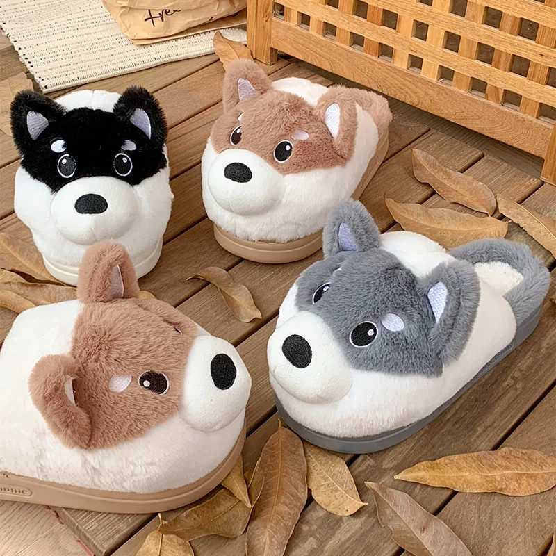 Cotton slippers womens winter bag with new cute fur and plush thick sole anti slip warm cotton shoes mens winter S260305