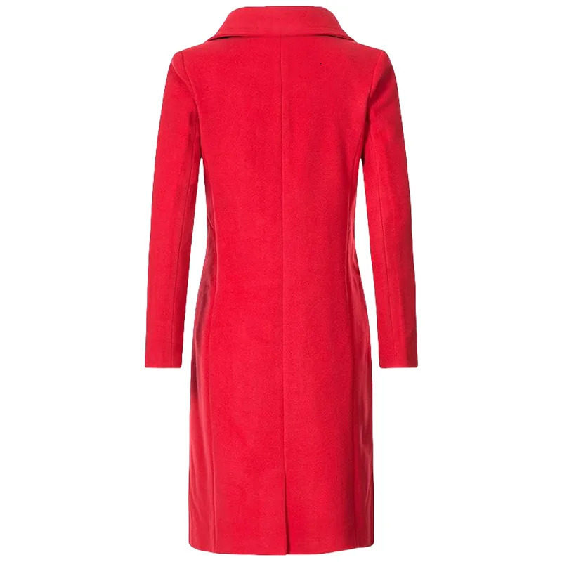Womens Trench Double Breasted Woolen Lined Warm Jacket Lapel Slim Elegant Coat Large Size Streetwear Outerwear Clothing 260228