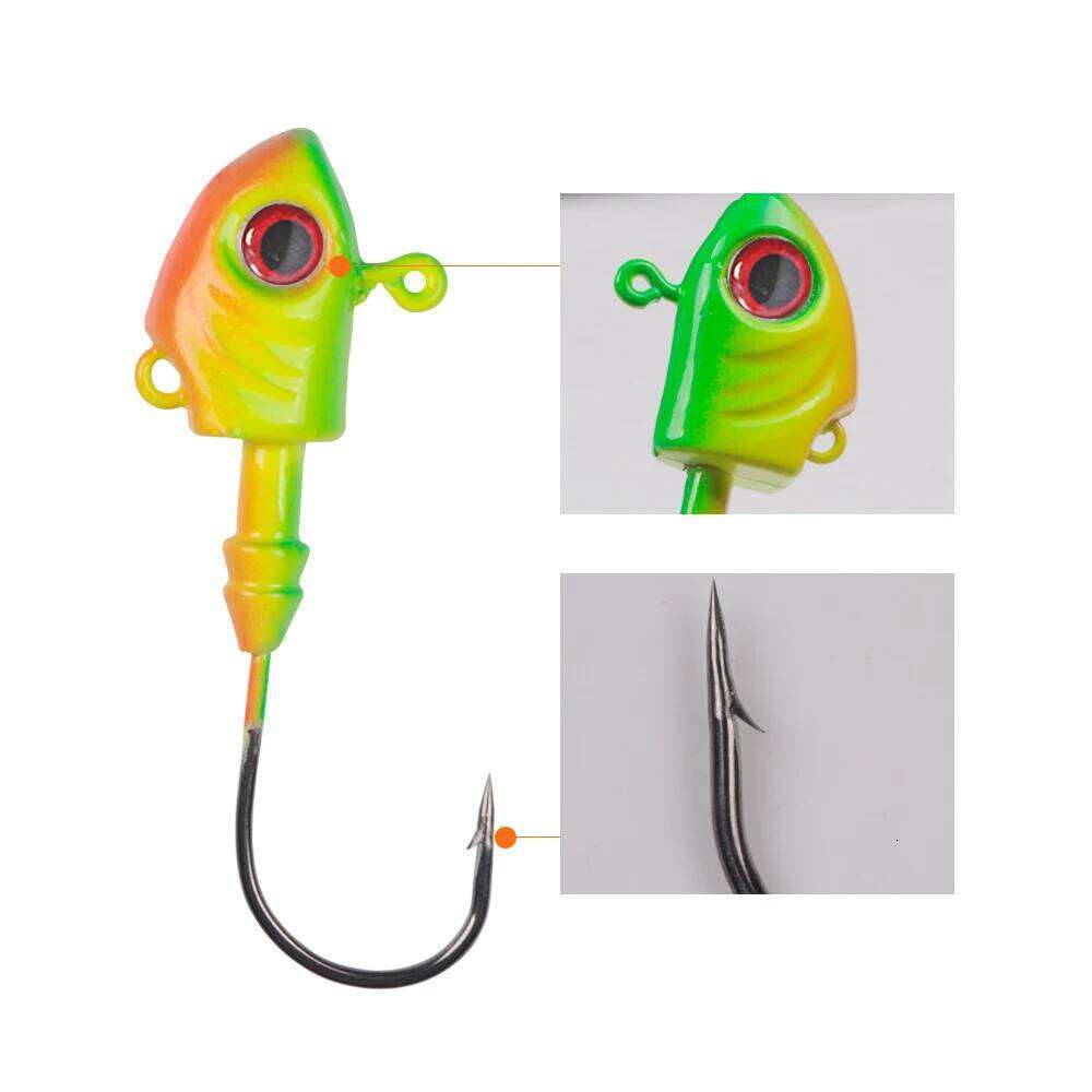 Winter Jig Head Fishing Hooks 3.5g 5g 7g 10g 14g 20g 28g 3PCS Worm Bass Fish Tackle For Soft Lure Barbed Hook 3D Eyes Y260305