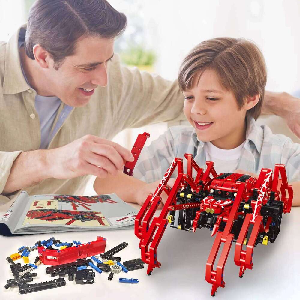818pcs Remote Control Red Spider STEM Robot Building Block Kit MOC Science Construction Play Sets Educational Toy for Kids Gifts Z260306