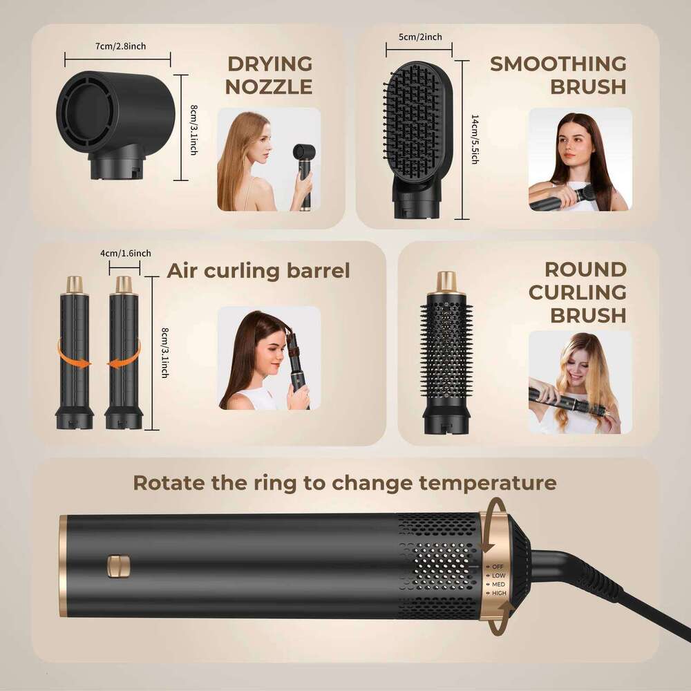 5 in 1 Electric Negative Ion Straightener Comb Curling Iron Detachable Multifunctional Heating Brush Hair Dryer 26Y0306