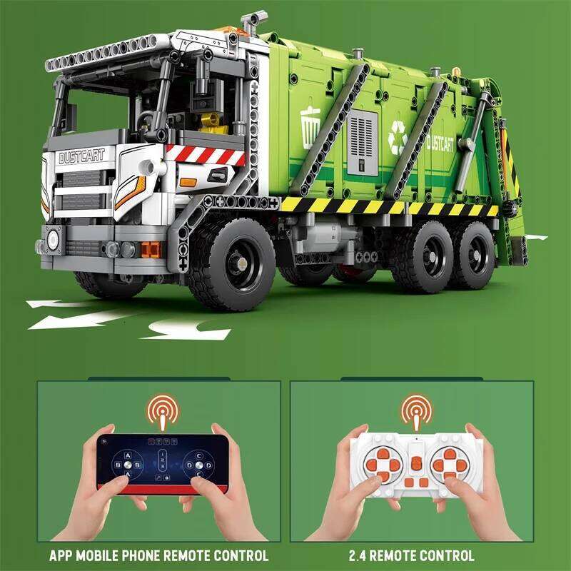 Remote Control Compressed Garbage Truck Building Blocks City Sanitation Technical RC Car Model Bricks Kids Toys Holiday Gifts Z260305