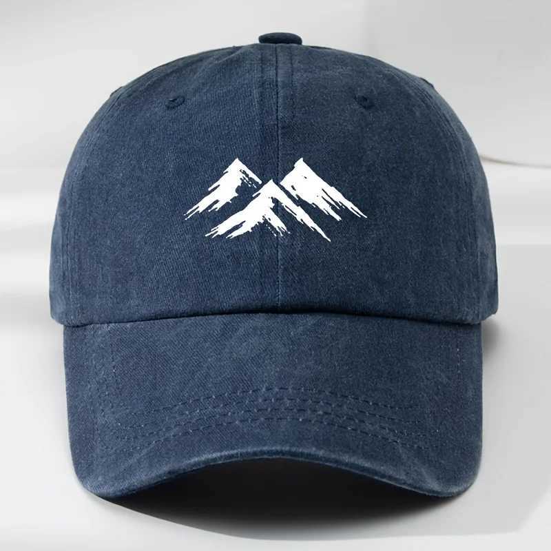 Interesting baseball cap mountain print outdoor mens casual sports breathable duckbill cap washed retro sun hat S260306